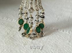 ANTIQUE ART DECO PENDANT 18K GOLD SOLID SILVER EMERALD DIAMOND chandelier 1930