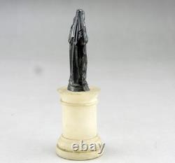 ANTIQUE BEAUTIFUL Virgin Mary and Child Figurine in solid silver on alabaster base