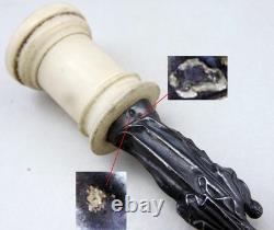 ANTIQUE BEAUTIFUL Virgin Mary and Child Figurine in solid silver on alabaster base