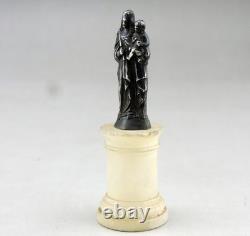 ANTIQUE BEAUTIFUL Virgin Mary and Child Figurine in solid silver on alabaster base