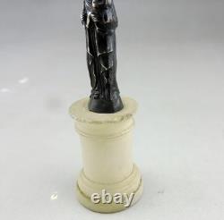 ANTIQUE BEAUTIFUL Virgin Mary and Child Figurine in solid silver on alabaster base