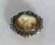 Antique Brooch 19th Century Sterling Silver & 18k Gold Miniature Painting Renaissance Style