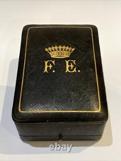 ANTIQUE EGG CUP SET WITH SOLID SILVER SPOON IN CASE by Jules Ladoucette