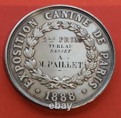 ANTIQUE MEDAL in Solid Silver from the 19th Century PARIS DOG SHOW 1888