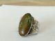 Antique Navajo Solid Silver Green Turquoise Ring Signed Native Sterling