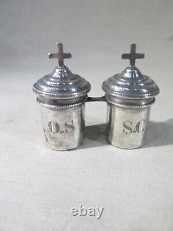 ANTIQUE PAIR OF SOLID SILVER LAMPS SAINT CHREME HOLY OILS XIX CENTURY