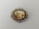 Antique Pendant 19th Century Solid Silver Miniature Painted Under Glass Lily Flower