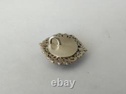 ANTIQUE PENDANT 19th CENTURY SOLID SILVER MINIATURE PAINTED UNDER GLASS LILY FLOWER
