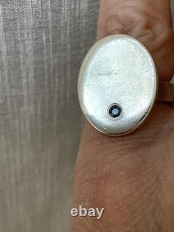 ANTIQUE RING For Little Finger SAPPHIRE AND STERLING SILVER - SUPERB SIGNET RING