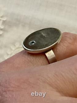 ANTIQUE RING For Little Finger SAPPHIRE AND STERLING SILVER - SUPERB SIGNET RING