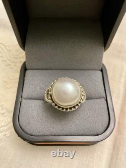 ANTIQUE RING Huge REAL PEARL AND SOLID SILVER CRAFTED