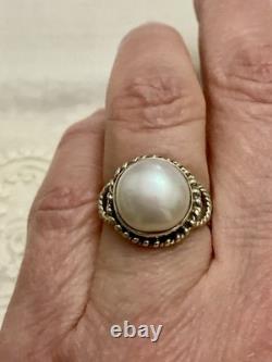 ANTIQUE RING Huge REAL PEARL AND SOLID SILVER CRAFTED