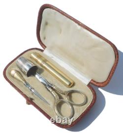 ANTIQUE SILVER GILT SEWING SET LATE 19TH EARLY 20TH CENTURY SCISSORS