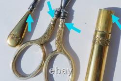 ANTIQUE SILVER GILT SEWING SET LATE 19TH EARLY 20TH CENTURY SCISSORS