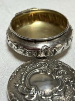 ANTIQUE SILVER PILL BOX 19th CENTURY ROCOCO STYLE, Weight 22 Gr