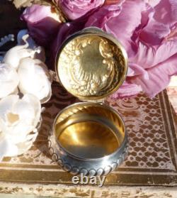 ANTIQUE SILVER PILL BOX 19th CENTURY Rococo Style, Weight 24 g