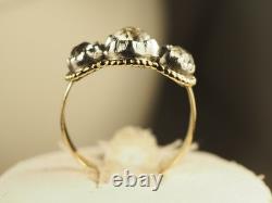 ANTIQUE SOLID GOLD AND SILVER GARTER RING 19th c T56