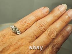 ANTIQUE SOLID GOLD AND SILVER GARTER RING 19th c T56