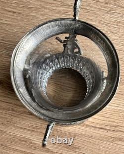 ANTIQUE SOLID SILVER DRAGGER 1st ROOSTER & BACCARAT CRYSTAL COAT OF ARMS LATE 18TH CENTURY