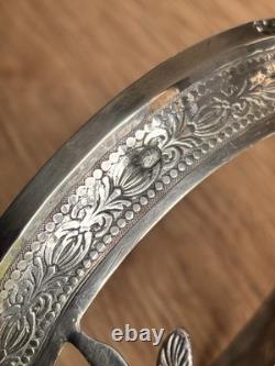 ANTIQUE SOLID SILVER DRAGGER 1st ROOSTER & BACCARAT CRYSTAL COAT OF ARMS LATE 18TH CENTURY