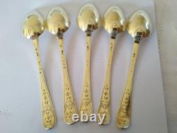 ANTIQUE SOLID SILVER GILT SPOONS 1789 18th Century Pierre Nicolas SOMMÉ