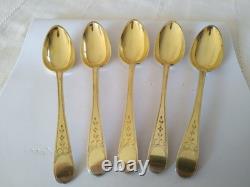 ANTIQUE SOLID SILVER GILT SPOONS 1789 18th Century Pierre Nicolas SOMMÉ