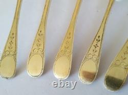 ANTIQUE SOLID SILVER GILT SPOONS 1789 18th Century Pierre Nicolas SOMMÉ