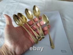 ANTIQUE SOLID SILVER GILT SPOONS 1789 18th Century Pierre Nicolas SOMMÉ