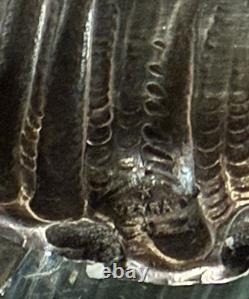 ANTIQUE SUGAR BOWL OR CANDY DISH IN STERLING SILVER AND CRYSTAL BY SILVERSMITH VEYRAT MINERVE 19th CENTURY