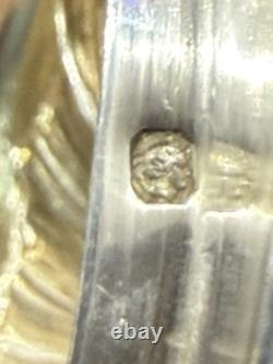 ANTIQUE SUGAR BOWL OR CANDY DISH IN STERLING SILVER AND CRYSTAL BY SILVERSMITH VEYRAT MINERVE 19th CENTURY