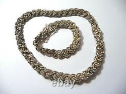 Adornment Ancient Necklace And Bracelet Flexible Mesh V Silver