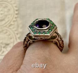 Amethyst, Opal, Solid Silver, Sublime Antique Ring, Chiseling