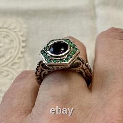 Amethyst, Opal, Solid Silver, Sublime Antique Ring, Chiseling