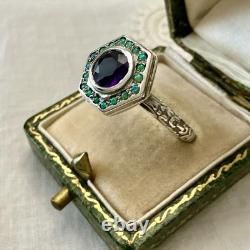 Amethyst, Opal, Solid Silver, Sublime Antique Ring, Chiseling