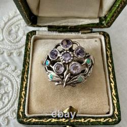 Amethyst, Opal, Solid Silver, Very Beautiful Antique Victorian Ring
