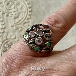 Amethyst, Opal, Solid Silver, Very Beautiful Antique Victorian Ring