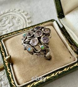 Amethyst, Opal, Solid Silver, Very Beautiful Antique Victorian Ring