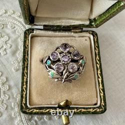 Amethyst, Opal, Solid Silver, Very Beautiful Antique Victorian Ring