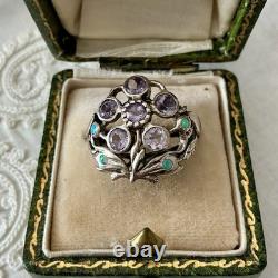 Amethyst, Opal, Solid Silver, Very Beautiful Antique Victorian Ring