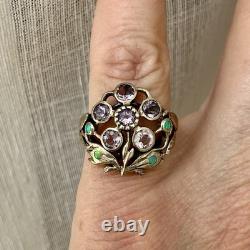 Amethyst, Opal, Solid Silver, Very Beautiful Antique Victorian Ring