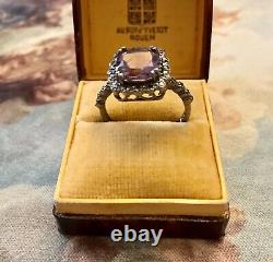 Amethyst Size Cushion Silver Massif, Beautiful Old Ring