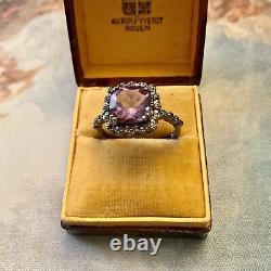 Amethyst Size Cushion Silver Massif, Beautiful Old Ring