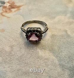 Amethyst Size Cushion Silver Massif, Beautiful Old Ring