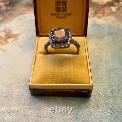 Amethyst Size Cushion Silver Massif, Beautiful Old Ring