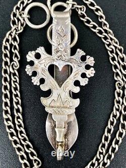 Ancien Crochet De Chatelaine En Argent Massivee Xix/antique Silver