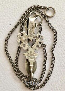 Ancien Crochet De Chatelaine En Argent Massivee Xix/antique Silver