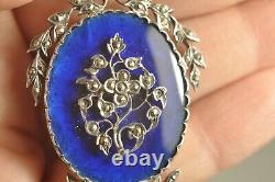 Ancien Pendent Massive Email Antique Enameled Solid Silver During 19t