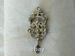 Ancien Pendent XIX Argent Massif Turkey Corail Style Renewance Croix