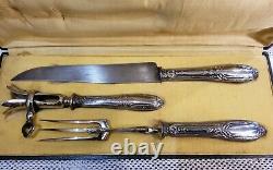 Ancien Service To Discover Meat 3 Pieces Sleeve Solid Silver