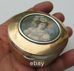 Ancien Tabatiere Silver Massif Miniature Cartoon Popular Art Antique Snuff Box